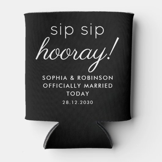 Rafraîchisseur Pour Canette Sip Sip Hooray Mariage Faveur Black Funny (Devant)