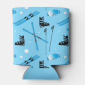Rafraîchisseur Pour Canette Skier Personalised Skiing Themed Blue Apres Ski (Dos)