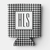 Rafraîchisseur Pour Canette Skinny Monogram Initials, Houndstooth Pattern 12oz (Devant)
