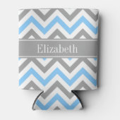 Rafraîchisseur Pour Canette Sky Blue Dk Gray Wht LG Chevron Gray Name Monogram (Devant)