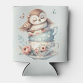 Rafraîchisseur Pour Canette Sleeping Owl in Stacked Floral Teacups (Devant)