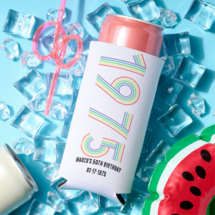 Rafraîchisseur Pour Canette Slim 1975 Retro Vintage Rainbow Numeral 50th Birthday