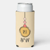 Rafraîchisseur Pour Canette Slim 21 anniversaire ajouter initiales tout âge corail (Seltzer Recto)