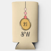 Rafraîchisseur Pour Canette Slim 21 anniversaire ajouter initiales tout âge corail (Recto)