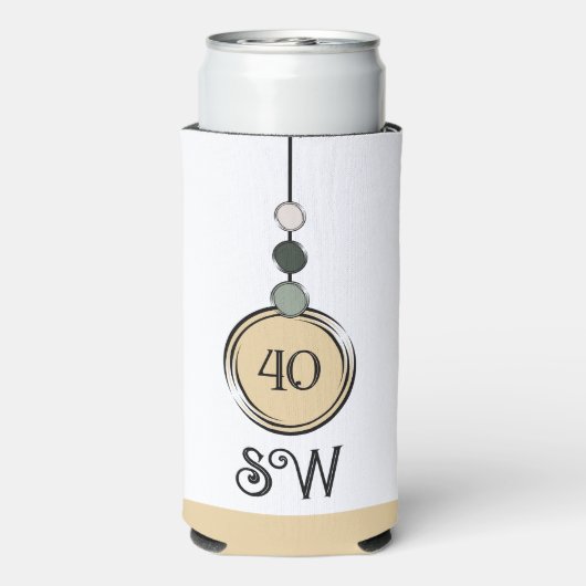 Rafraîchisseur Pour Canette Slim 40 anniversaire ajouter initiales tout âge pêche b (Seltzer Verso)