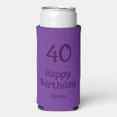 Rafraîchisseur Pour Canette Slim 40 Happy Birthday Script Elegant Purple (Seltzer Recto)
