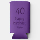 Rafraîchisseur Pour Canette Slim 40 Happy Birthday Script Elegant Purple (Verso)