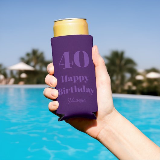 Rafraîchisseur Pour Canette Slim 40 Happy Birthday Script Elegant Purple (Piscine in situ)