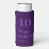 Rafraîchisseur Pour Canette Slim 40 Happy Birthday Script Elegant Purple (Seltzer Recto)