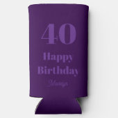 Rafraîchisseur Pour Canette Slim 40 Happy Birthday Script Elegant Purple (Verso)