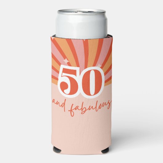 Rafraîchisseur Pour Canette Slim 50 et fabuleux AVEC PHOTO, anniversaire rétro (Seltzer Recto)