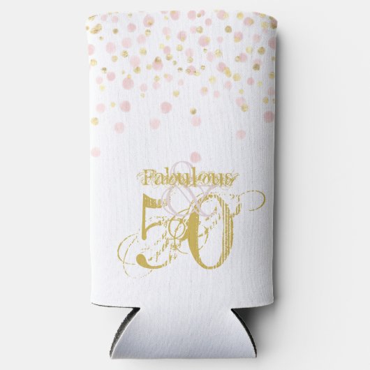 Rafraîchisseur Pour Canette Slim 50 & Fabuleux Anniversaire Elegant Pink Gold Confe (Recto)