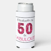 Rafraîchisseur Pour Canette Slim 50e anniversaire Cinquante et fabuleux rose floral (Seltzer Verso)