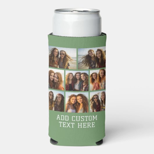 Rafraîchisseur Pour Canette Slim 8 Collage photo - Vert minimal moderne (Seltzer Recto)