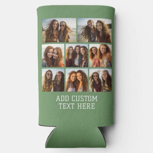 Rafraîchisseur Pour Canette Slim 8 Collage photo - Vert minimal moderne (Verso)