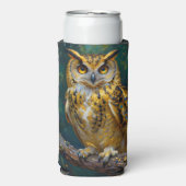 Rafraîchisseur Pour Canette Slim A Blue and Gold Majestic Owl   (Seltzer Recto)