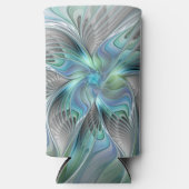 Rafraîchisseur Pour Canette Slim Abstrait Bleu Vert Papillon Imaginaire Fractal Art (Recto)