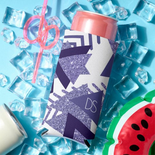 Rafraîchisseur Pour Canette Slim abstrait Cool des années 80 | Monogramme de formes (Été in situ)