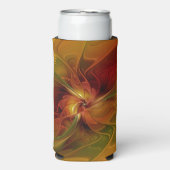 Rafraîchisseur Pour Canette Slim Abstrait Rouge Orange Brown Vert Fractal Art Flowe (Seltzer Recto)