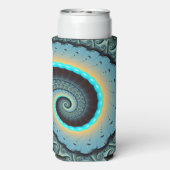 Rafraîchisseur Pour Canette Slim Abstraite spirale d'art fractal bleu turquoise ora (Seltzer Verso)
