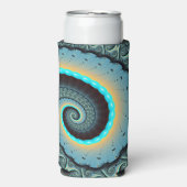 Rafraîchisseur Pour Canette Slim Abstraite spirale d'art fractal bleu turquoise ora (Seltzer Recto)