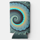 Rafraîchisseur Pour Canette Slim Abstraite spirale d'art fractal bleu turquoise ora (Verso)