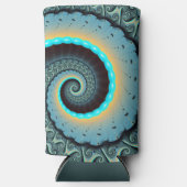 Rafraîchisseur Pour Canette Slim Abstraite spirale d'art fractal bleu turquoise ora (Recto)