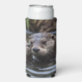Rafraîchisseur Pour Canette Slim **"Adrift in Love : Mummy and Baby Otter"** (Seltzer Recto)