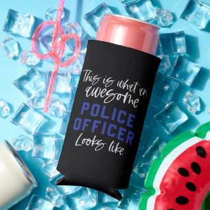 Rafraîchisseur Pour Canette Slim Agent de police amusant Awesome policier Carré