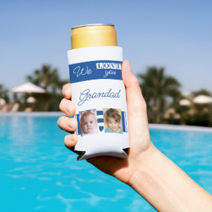 Rafraîchisseur Pour Canette Slim Aimez-vous grand-père 4 photo blanc et bleu