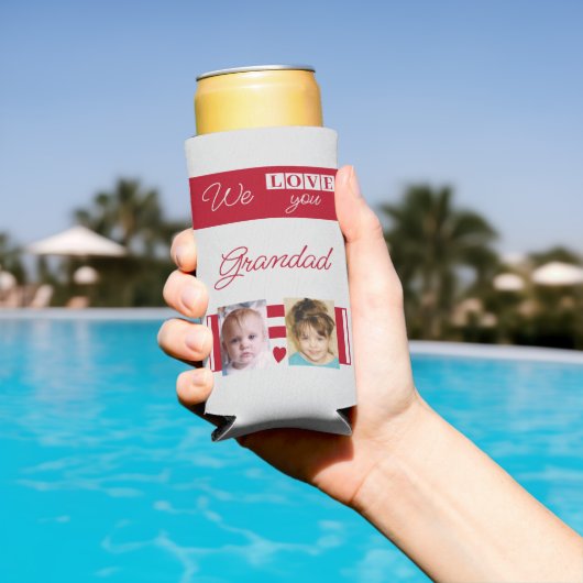 Rafraîchisseur Pour Canette Slim Aimez-vous grand-père 4 photo rouge et gris (Piscine in situ)