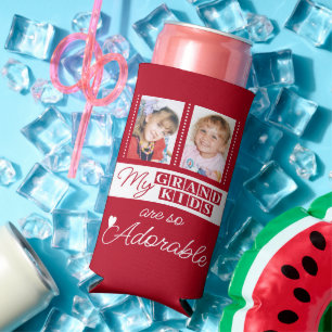 Rafraîchisseur Pour Canette Slim Ajouter 4 photos adorables petits-enfants rouge bl