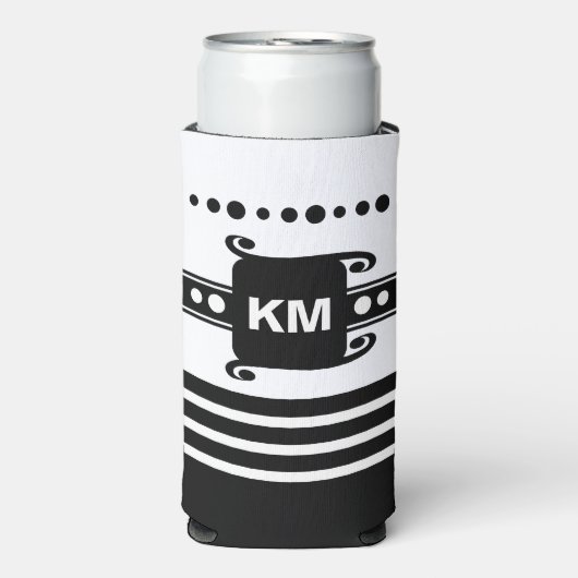 Rafraîchisseur Pour Canette Slim Ajouter les initiales points rayures détendre blan (Seltzer Recto)