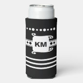 Rafraîchisseur Pour Canette Slim Ajouter les initiales points rayures détendre noir (Seltzer Verso)