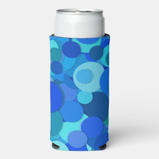 Rafraîchisseur Pour Canette Slim Ajouter Votre Nom Blue Bubbles Abstract Design (Seltzer Recto)
