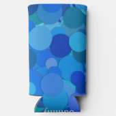 Rafraîchisseur Pour Canette Slim Ajouter Votre Nom Blue Bubbles Abstract Design (Verso)