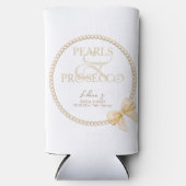 Rafraîchisseur Pour Canette Slim Ampersand White Pearls Prosecco Bow Fête des marié (Recto)