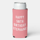 Rafraîchisseur Pour Canette Slim Anniversaire 50ème Elégant rose élégant chic Favor (Seltzer Recto)