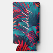 Rafraîchisseur Pour Canette Slim Anniversaire Beach party Palm tree coucher de sole (Verso)