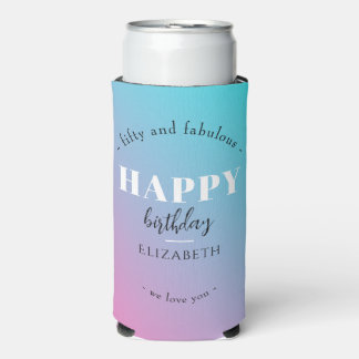 Rafraîchisseur Pour Canette Slim Anniversaire Design minimaliste aux couleurs paste