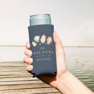 Rafraîchisseur Pour Canette Slim Aquarelle côtière Oyster Wedding Favoriser