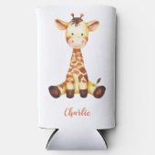 Rafraîchisseur Pour Canette Slim Aquarelle de la Giraffe Cute Orange Script Nom per (Recto)