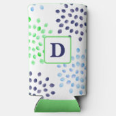 Rafraîchisseur Pour Canette Slim Aquarelle Marine Vert Mum Fleur Monogramme (Verso)