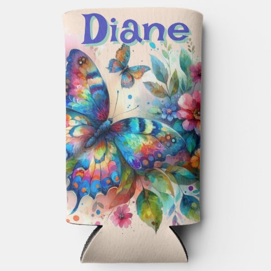Rafraîchisseur Pour Canette Slim Aquarelle Papillon Floral Garden Personnalisé (Recto)