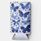 Rafraîchisseur Pour Canette Slim Aquarelle papillon Indigo Blue (Recto)