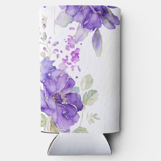 Rafraîchisseur Pour Canette Slim Aquarelle rustique Mariage Floral violet (Verso)