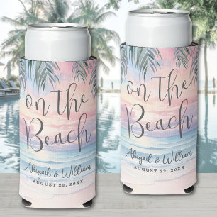 Rafraîchisseur Pour Canette Slim Aquarelle sur le mariage à la plage