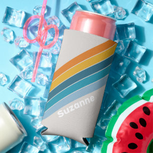 Rafraîchisseur Pour Canette Slim Arc-en-ciel rétro avec nom