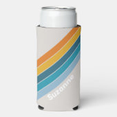 Rafraîchisseur Pour Canette Slim Arc-en-ciel rétro avec nom (Seltzer Recto)