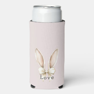 Rafraîchisseur Pour Canette Slim Arc en oreilles de lapin de Pâques rose tendre Amo